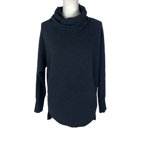 Allsaints Rio Roll Neck Sweater Hi-Lo Charcoal Gray Wool Cotton Size Medium - Picture 1 of 6